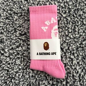 Men’s A Bathing Ape Socks, BAPE, Pink & White, NEW